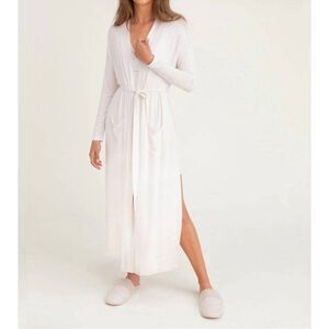 NWT Barefoot Dreams Luxe Milk Jersey Duster Robe Pearl White Size L/XL